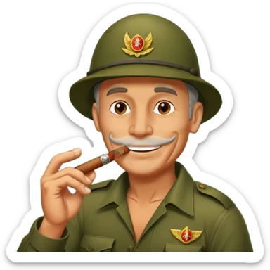 old school jungle commando smoking a cigar with a grin sticker
