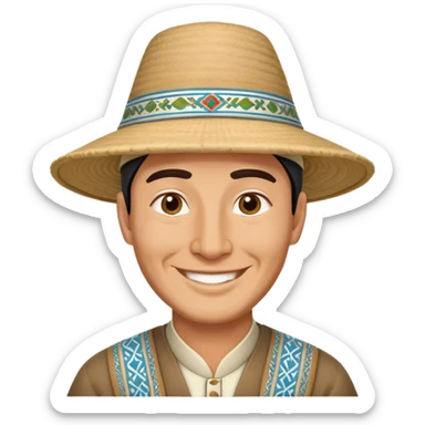 Traditional Uzbek man wearing doppi hat sticker