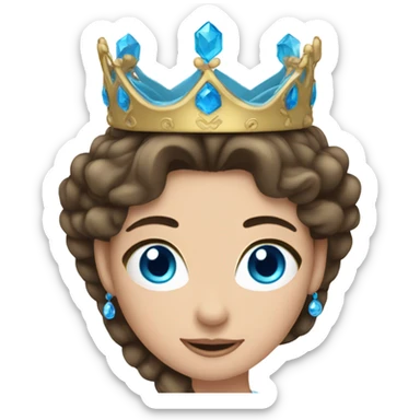 Brunette with blue eyes princess wearing a crown  sticker