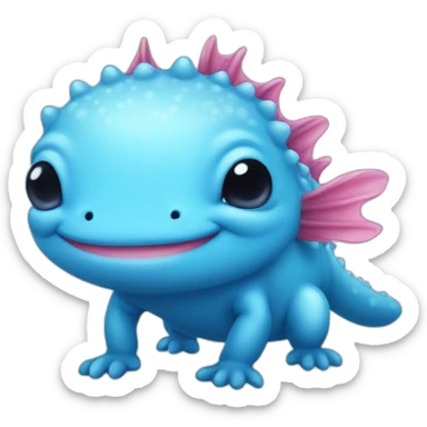 Bright blue axolotl cute and cartoon style  sticker