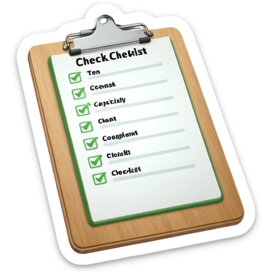 checklist on a clipboard with a green checklist sticker