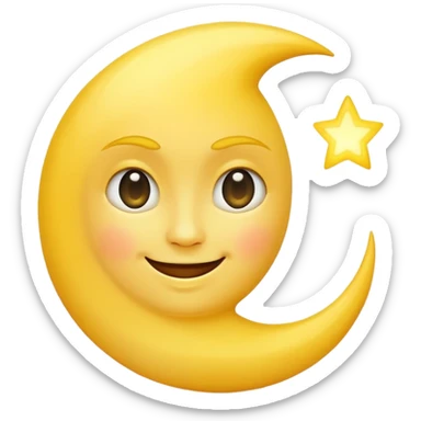 crescent moon with a face sticker