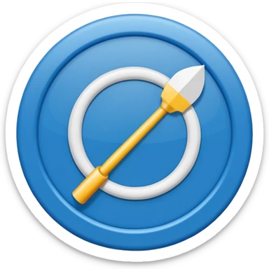 Circulo azul con una flechita adentro de color blanco sticker