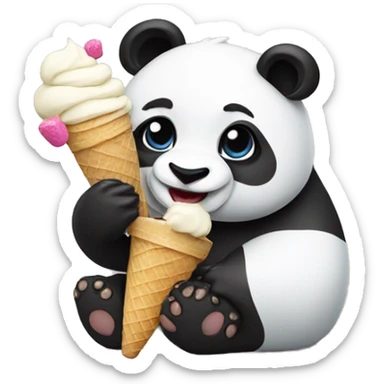 Panda eating ice cream sticker