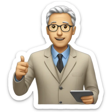 Professor explaining on the board sticker