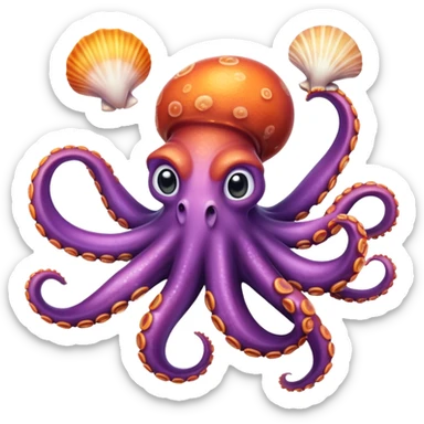 Octopus juggling seashells sticker