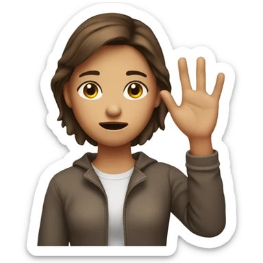 Annoyed brown haired girl with her hand up sticker