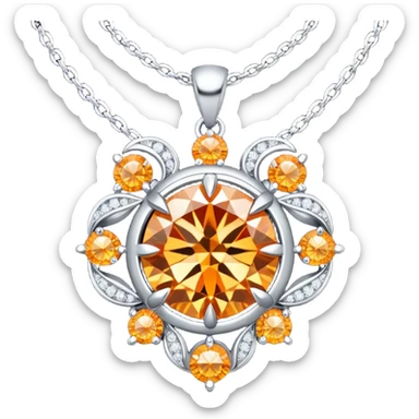 fantasy magic orange necklace diamond sticker