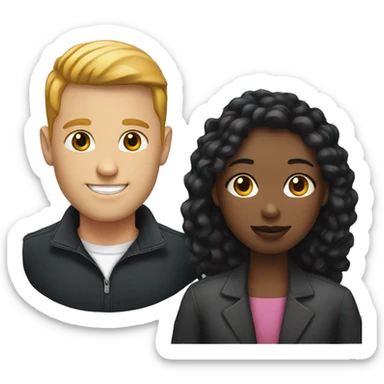 White male and black female  sticker