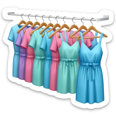 Clothing Store – racks of folded shirts and hanging dresses.

 sticker