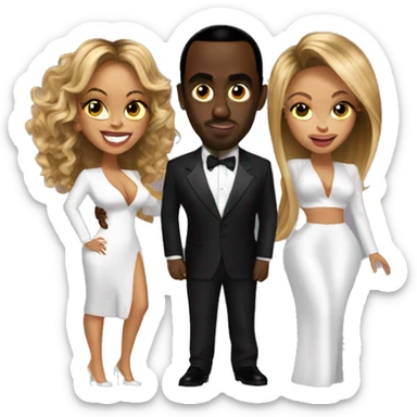 P diddy with beyonce and 2 baby oil sticker