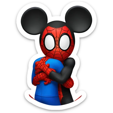  Spider-man hugging with mickey mouse sticker