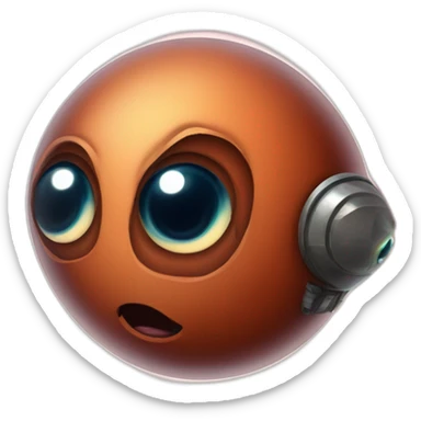 planet Mars with a cartoon futuristic face with big beautiful eyes sticker