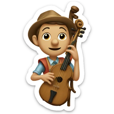 Stringed Pinocchio wood sticker