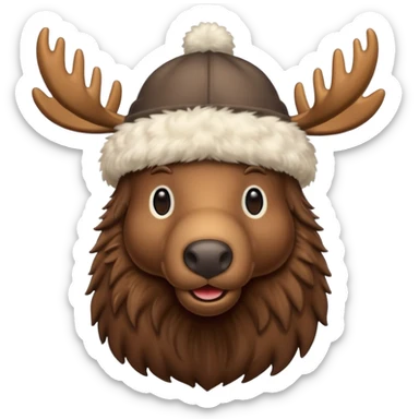 moose with a fur cap sticker