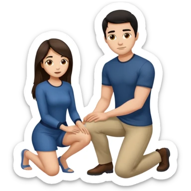 Mulher ajoelhada,e um homem em pé sticker