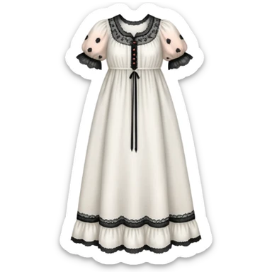 White victorian nightgown with black bug pattern sticker