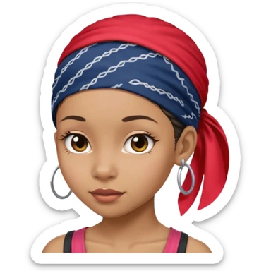 black girl with bandanna on head thats a bit skinny and short ponytail at back sticker