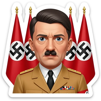adolf hitler with nazi flags in the background sticker