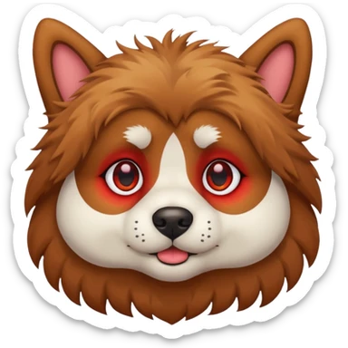 red eyed dog fluffy sticker