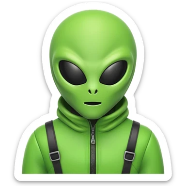Alien emoji with ski mask sticker