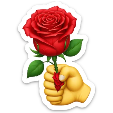 emoji punch fist holding rose sticker