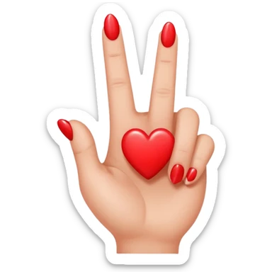 Middle finger emoji with a small heart on it's nail sticker