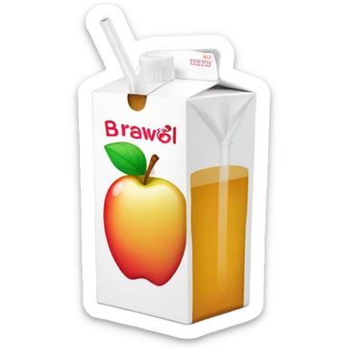 apple juice carton with a straw sticker