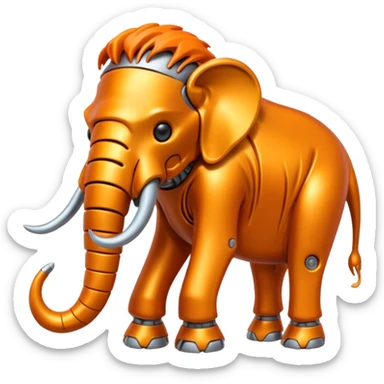 Little completely orange mammouth cyborg sticker