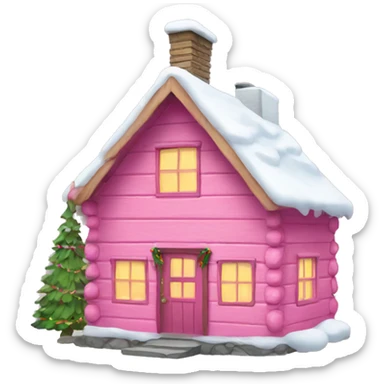 Pink Christmas cabin sticker