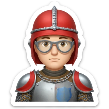 Male knight adjusting glasses — serious focus. sticker