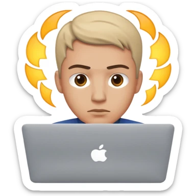 a man behind mackbook sticker