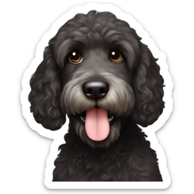 black face labradoodle dog with white chin and chest sticker