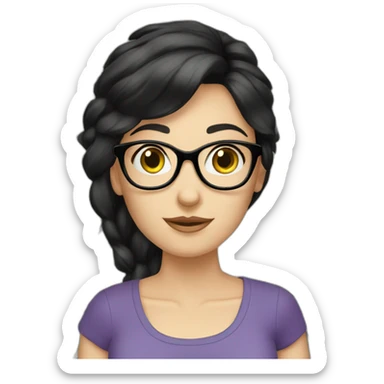 caucasian girl black hair glasses money sticker