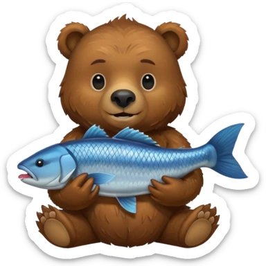 Grizzly bear holding food sticker