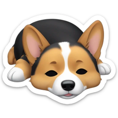 black and tan corgi sleeping with only one paw visible sticker