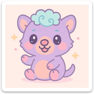 Tasmanian devil with curly hair, cute and chibi style, big eyes sticker