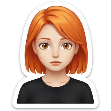 Girl with orange hair and a black shirt sticker