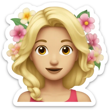 Blonde girl with flowers sticker