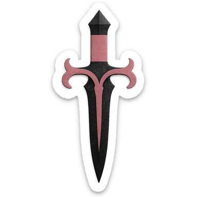 BLACKPINK-inspired gothic dagger, no hearts, layered and dramatic, black and pink sticker