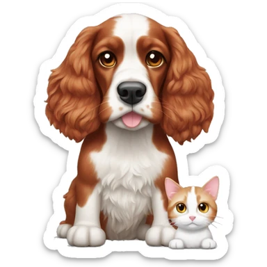 Red cocker spaniel with white cat sticker