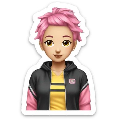 tracksuit with strips top, pink hair, anime girl  sticker