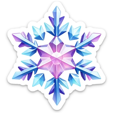 Gradient iridescent Pastel Pink violet blue white crystal snowflake  sticker