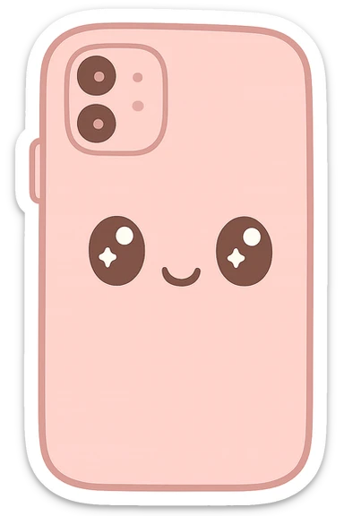 pink iPhone cell phone, cute and rounded sticker