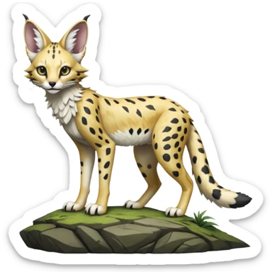 Epic complex detailed realistic aesthetic-scenic-Fakémon-Trico-Sergal-Serval-Vernid-creature sticker
