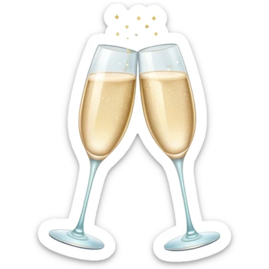 Girly aesthetic Two Champagne glass clink with pretty sparkle sticker