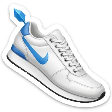 Single sneaker or minimalist foot taking a step, with a small arrow forward. Symbolizes action and progress. sticker