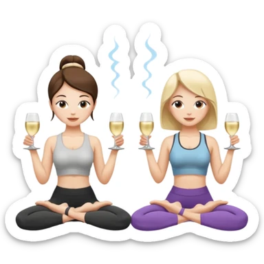 two girl yoga and prosecco  sticker