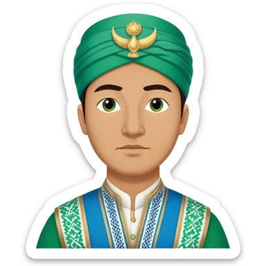 uzbek guy with green and blue national outfit without hat sticker