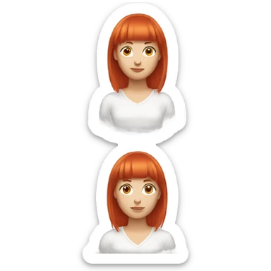 Red hair girl with fringe sticker